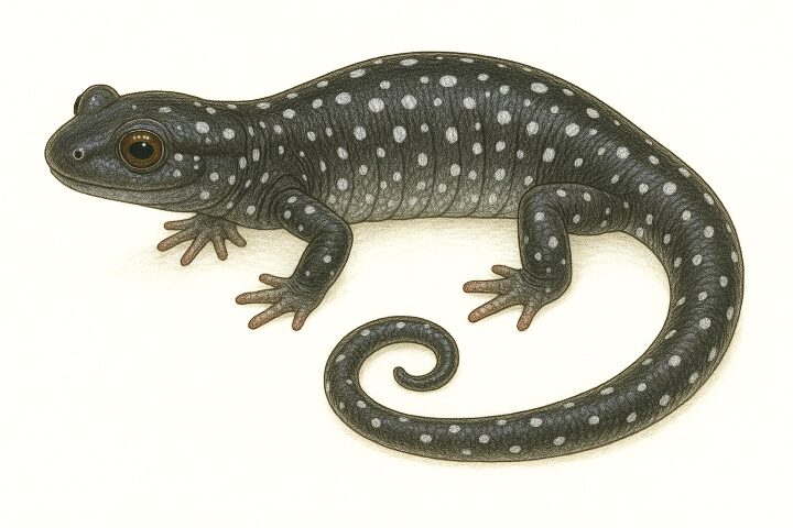 White-spotted Slimy Salamander (Plethodon cylindraceus) Illustration